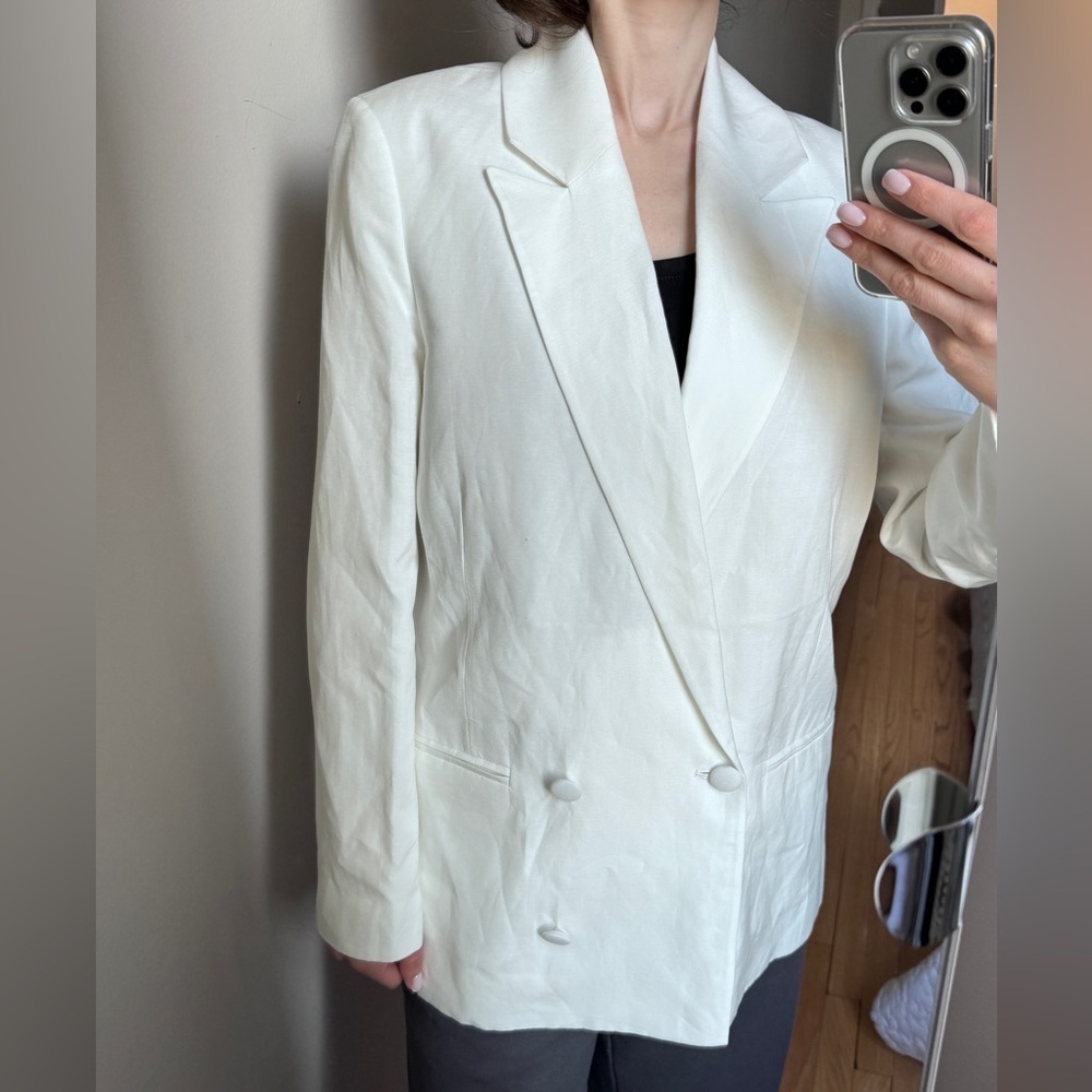 NWT ALLSAINT Petra Linen Blend White Oversized Blazer in Size 4 - Picture 17 of 17